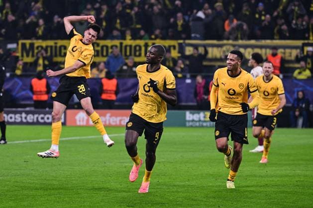 Goal celebration for 1 0 by Serhou Guirassy 9 Borussia Dortmund , Borussia Dortmund vs FC Villarreal, Football, Champions League, Group stage, Matchday 5, 25 11 2025 Dortmund Nordrhein Westfalen Germany Copyright: xkolbert-press MarcxNiemeyerx