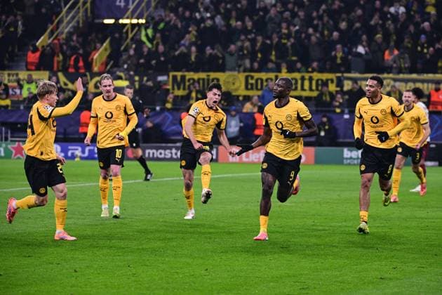 Goal celebration for 1 0 by Serhou Guirassy 9 Borussia Dortmund , Borussia Dortmund vs FC Villarreal, Football, Champions League, Group stage, Matchday 5, 25 11 2025 Dortmund Nordrhein Westfalen Germany Copyright: xkolbert-press MarcxNiemeyerx