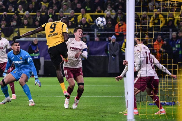 Goal for 1 0 by Serhou Guirassy 9 Borussia Dortmund , Borussia Dortmund vs FC Villarreal, Soccer, Champions League, Group stage, Matchday 5, 25 11 2025 Dortmund Nordrhein Westfalen Germany Copyright: xkolbert-press MarcxNiemeyerx