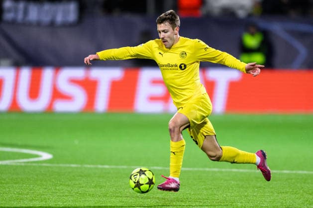 251125 Fredrik Bjorkan of Bodo Glimt during the UEFA Champions League football match between Bodo Glimt and Juventus on November 25, 2025 in Bodo Photo Marius Simensen BILDBYRAN COP 238 MM0049 bbeng football fotball fotboll soccer uefa champions league mesterligaen bodo glimt juventus  Copyright: MARIUSxSIMENSEN BB251125ZL001