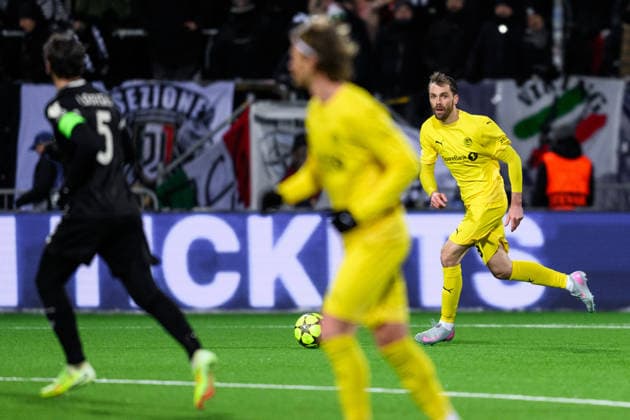 251125 Brede Moe of Bodo Glimt during the UEFA Champions League football match between Bodo Glimt and Juventus on November 25, 2025 in Bodo Photo Marius Simensen BILDBYRAN COP 238 MM0049 bbeng football fotball fotboll soccer uefa champions league mesterligaen bodo glimt juventus  Copyright: MARIUSxSIMENSEN BB251125ZU002