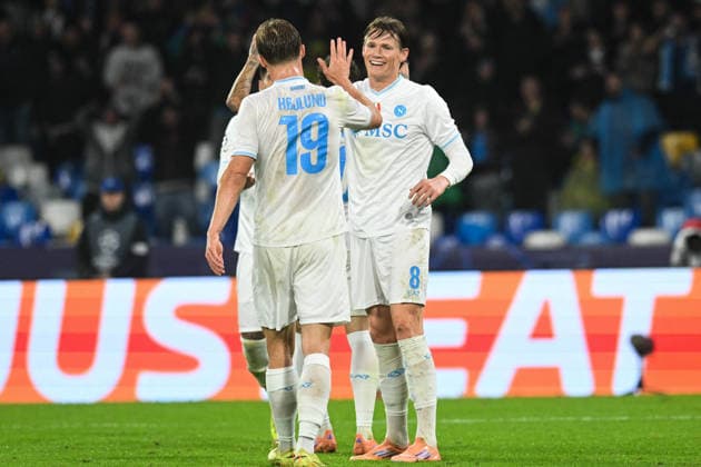 CALCIO - UEFA Champions League - SSC Napoli vs Qarabag FK Scott McTominay of SSC Napoli celebrates after scoring a goal of 2-0 during the Uefa Champions League match between SSC Napoli vs Qarabag at Diego Armndo Maradona Stadium Naples Italy  Copyright: xIPAxSport ABACAx