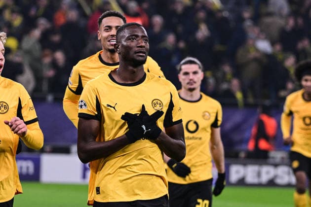 Goal celebration for 2-0 by Serhou Guirassy 9 Borussia Dortmund , Borussia Dortmund vs FC Villarreal, Football, Champions League, Group stage, Matchday 5, 25 11 2025 Dortmund Nordrhein Westfalen Germany Copyright: xkolbert-press MarcxNiemeyerx