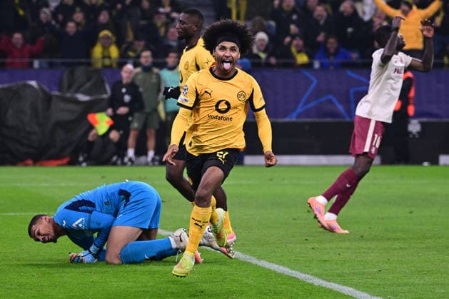 Goal celebration for 3-0 by Karim Adeyemi 27 Borussia Dortmund , Borussia Dortmund vs FC Villarreal, Football, Champions League, Group stage, Matchday 5, 25 11 2025 Dortmund Nordrhein Westfalen Germany Copyright: xkolbert-press MarcxNiemeyerx