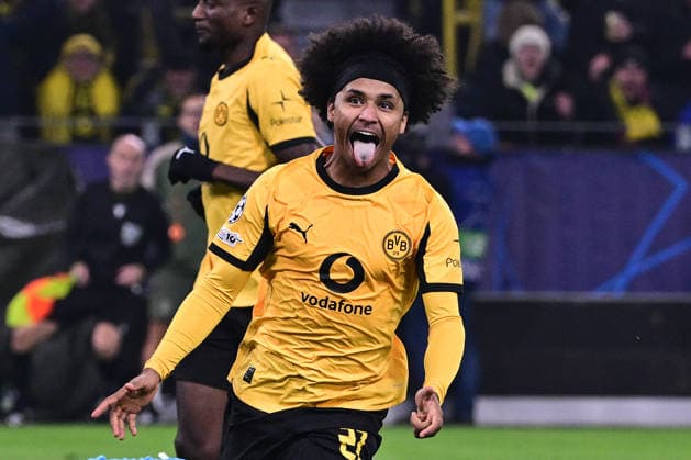 Goal celebration for 3-0 by Karim Adeyemi 27 Borussia Dortmund , Borussia Dortmund vs FC Villarreal, Football, Champions League, Group stage, Matchday 5, 25 11 2025 Dortmund Nordrhein Westfalen Germany Copyright: xkolbert-press MarcxNiemeyerx