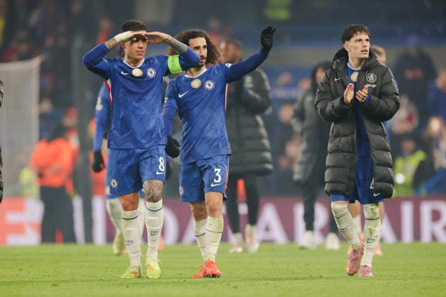Champions League 2025 26 League Stage Chelsea v Barcelona Stamford Bridge 25.11.2025 Enzo Fernandez of Chelsea, Marc Cucurella of Chelsea and Alejandro Garnacho of Chelsea Champions League 2025 26 League Stage Chelsea v Barcelona Stamford Bridge 25.11.2025 Photograph By Marc Aspland The Times  Copyright: xMarcxAsplandx NINTCHDBPICT001041062651