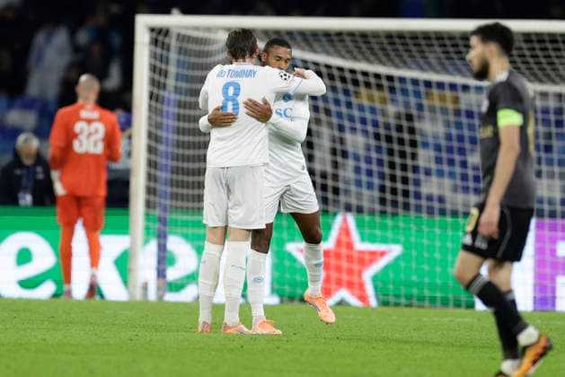 UCL MD5 SSC Napoli vs Qarabag Ssc napoli celebrate victory match during match UEFA Champions League 2025 26 League Phase MD5 SSC Napoli vs Qarabag Futbol Klubuat Stadio Maradona on November 25, 2025 in Naples. _BPH1291 Copyright: xAntonioxBalascox