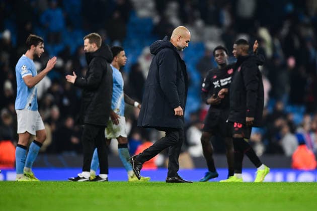Manchester City v Bayer 04 Leverkusen, UEFA Champions League Manchester City Manager Pep Guardiola looks dejected at full time following defeat during the Manchester City v Bayer 04 Leverkusen UEFA Champions League 2025 26 League Phase MD5 match at the Etihad Stadium, Manchester, England on 25 November 2025 Credit: Harriet Massey Every Second Media Editorial use only. All images are copyright Every Second Media Limited. No images may be reproduced without prior permission. Copyright: xIMAGO EveryxSecondxMediax ESM-1676-0101 HarrietxMasseyx xEveryxSecondxMediax