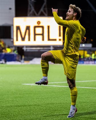 251125 Ole Didrik Blomberg of Bodo Glimt celebrates after scoring the 1 0 goal during the UEFA Champions League football match between Bodo Glimt and Juventus on November 25, 2025 in Bodo Photo Marius Simensen BILDBYRAN Cop 238 MM0049 bbeng bodo glimt football fotball fotboll jubel juventus mesterligaen soccer uefa champions league  Copyright: MARIUSxSIMENSEN BB251125ZB014
