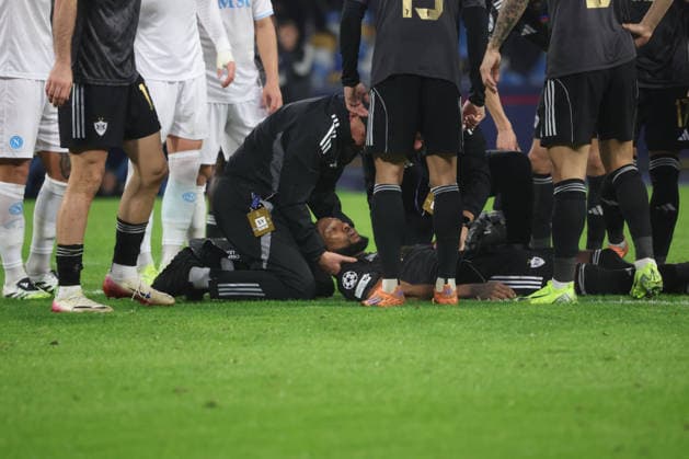 November 25, 2025, Napoli, Napoli, Italia: Kevin Medina of Qarabag During the Champions League match between Napoli and Qarabag on November 25, 2025, at the Diego Armando Maradona Stadium in Naples..In the photo: Napoli Italia - ZUMAs236 20251125_aap_s236_079 Copyright: xFabioxSassox
