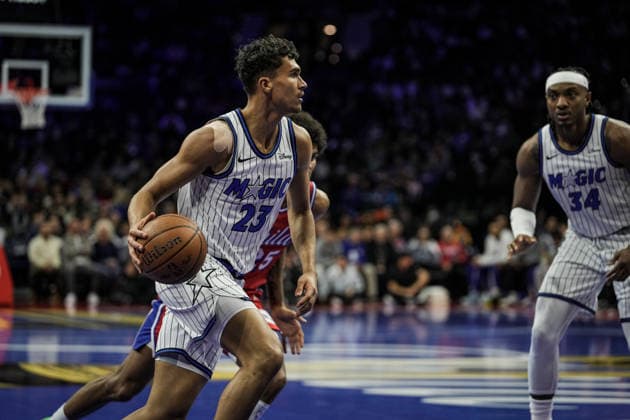Philadelphia 76ers v Orlando Magic PHILADELPHIA, UNITED STATES - NOVEMBER 25: Tristan da Silva of Orlando Magic in action during the 2025-26 Emirates NBA, Basketball Herren, USA Cup game between the Orlando Magic and Philadelphia 76ers at Xfinity Mobile Arena on November 25, 2025 in Philadelphia, United States. Wolfgang Schwan Anadolu Philadelphia United States. Editorial use only. Please get in touch for any other usage.  Copyright: x2025xAnadoluxWolfgangxSchwanx