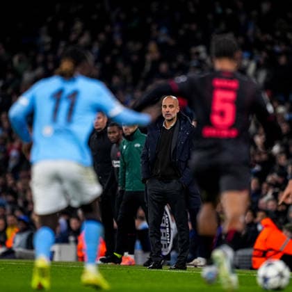 MANCHESTER, ENGLAND - NOVEMBER 25: Manchester City head coach Pep Guardiola looks on during the UEFA Champions League 2025 26 League Phase MD5 match between Manchester City and Bayer 04 Leverkusen at City of Manchester Stadium on November 25, 2025 in Manchester, England. (Photo by Rene Nijhuis) SPO  Copyright: xRenexNijhuis