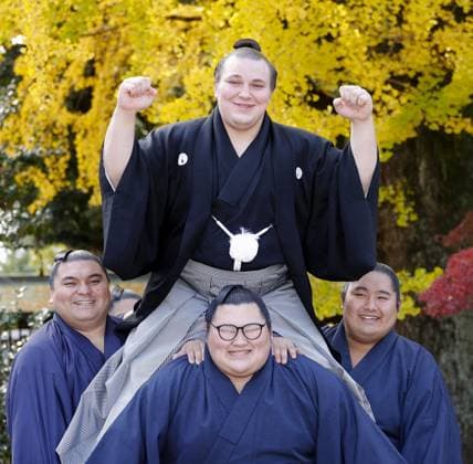 Sumo: Aonishiki earns promotion to ozeki Ukrainian sumo wrestler Aonishiki (top) celebrates his promotion to the s second-highest rank of ozeki at his stable s lodgings in Kurume in Fukuoka Prefecture, southwestern Japan, on Nov. 26, 2025. Aonishiki clinched the Emperor s Cup at the 15-day Kyushu Grand Sumo Tournament in Fukuoka city, which concluded on Nov. 23.  A14AA0005064220P