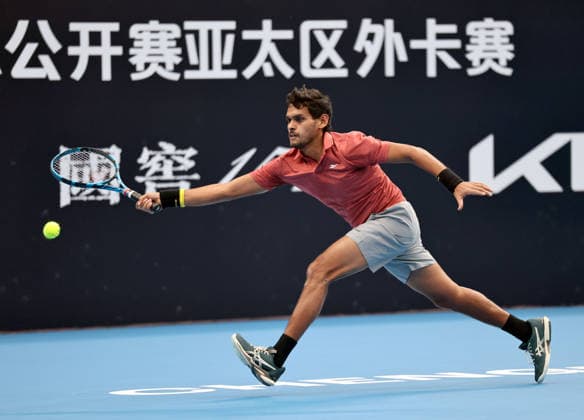 CHENGDU, CHINA - NOVEMBER 26: Sidharth Rawat of India returns a shot in the Men s Singles first round match against Coleman Wong of Chinese Hong Kong on day 3 of 2026 Australian Open Asia-Pacific Wildcard Playoffs at the Sichuan International Tennis Centre on November 26, 2025 in Chengdu, Sichuan Province of China.  Copyright: xChinaxNewsxServicex 111606071236