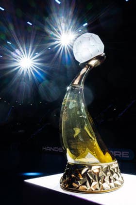 Handball, Womens World Cup, Group C Germany Iceland World Cup Trophy, Trophy Stuttgart Porsche Arena Baden Württemberg Germany