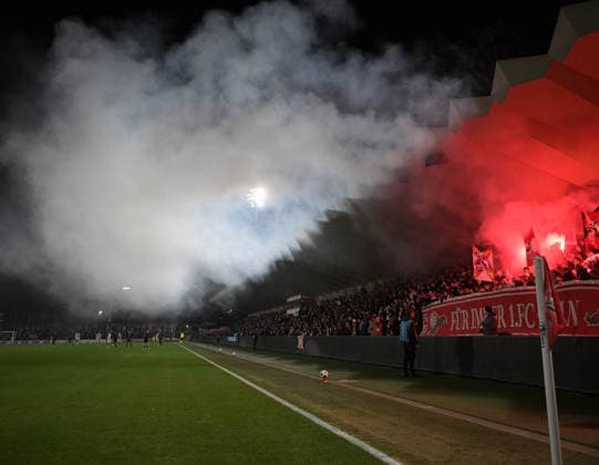26 11 2025, xophax, Soccer , UEFA Youth League 1 FC Köln U19 vs FC Midtjylland Fans at Franz Kremer Stadion Koeln