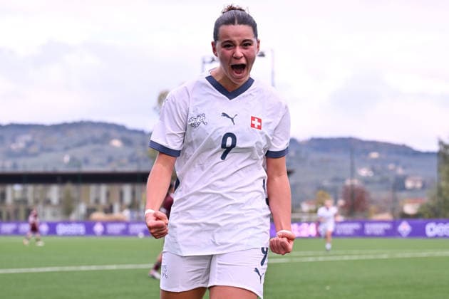 Switzerland European Championship Qualification U19 Belarus vs Switzerland Firenze, Italy Alyssa Keller of Switzerland Women U19 celebrates after scoring a goal Copyright: xLisaxGuglielmix