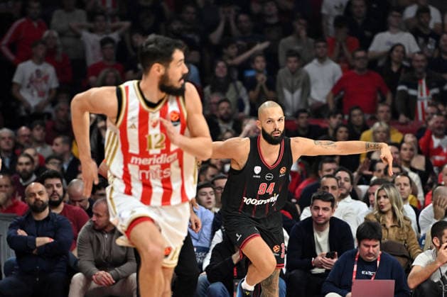 CRVENA ZVEZDA vs OLYMPIACOS EVAN FOURNIER, basketball player of Olympiacos, during Euroleague match against Crvena Zvezda, at Belgrade Arena. Belgrade, 26.11.2025 photo: MN Press photo BASKETBALL, EUROLEAGUE, CRVENA ZVEZDA, OLYMPIACOS Belgrade Belgrade Arena Serbia Copyright: xMarkoxMetlasx xMNxPressx
