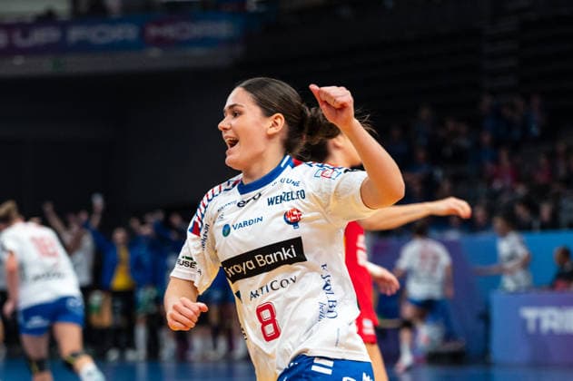 OLSEN Rannvá (8 Faroe Islands) celebrates after scoring during the IHF Women s Handball World Championship, WM, Weltmeisterschaft game between Montenegro and Faroe Islands at the SWT Arena in Trier, Germany Copyright: xMartinxPitschx xSPPx Sportspressphoto_SPR66095