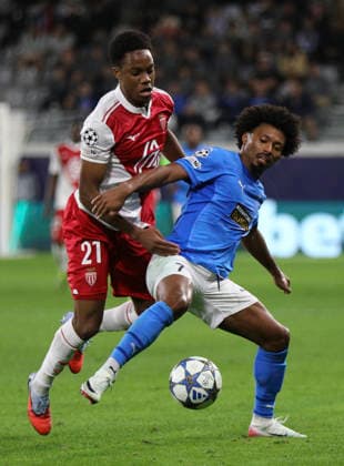 Cyprus Champions League Soccer Monaco s Lucas Michal, left, and Pafos Da Silva, right, fight for the ball during the Champions League soccer match between Pafos FC and AS Monaco at Alphamega stadium in Limassol. Cyprus,Wednesday, November 26, 2025 Limassol Cyprus  Copyright: xDanilxShamkinx originalFilename:shamkin-notitle251126_npkrl.jpg