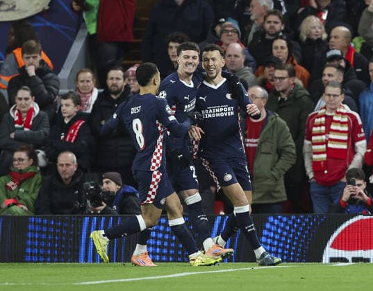 Liverpool v PSV Eindhoven, UEFA Champions League, League Phase 26.11.25 Liverpool v PSV Eindhoven, UEFA Champions League, League Phase Bradley Ormesher The Times Ivan PeriA¿i¿ of PSV scores and celebrates scoring his teams opening goal of the match from the Penalty Spot  Copyright: xBradleyxOrmesherx NINTCHDBPICT001041267384