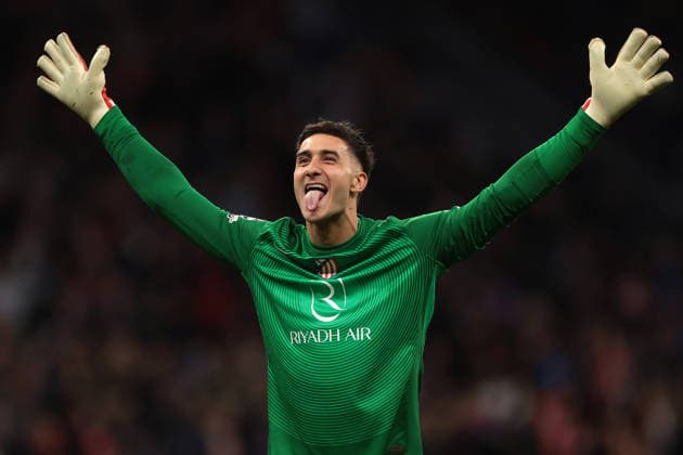 Madrid, Spain, 26th November 2025. Juan Musso of Atletico de Madrid celebrates after team mate Julian Alvarez scored to give the hosts a 1-0 lead during the Atletico Madrid vs Internazionale UEFA Champions League match at Riyadh Air Metropolitano, Madrid. Picture credit should read: Jonathan Moscrop Sportimage EDITORIAL USE ONLY. No use with unauthorised audio, video, data, fixture lists, club league logos or live services. Online in-match use limited to 120 images, no video emulation. No use in betting, games or single club league player publications. SPI_021_JM_ATLETICO_INTER_UCL SPI-4315-0021