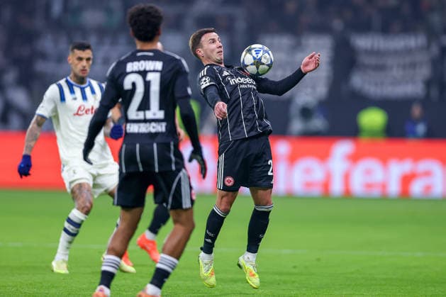 26 11 2025, Football, UEFA Champions League, Eintracht Frankfurt Atalanta Bergamo, Deutsche Bank Park Frankfurt am Main , Matchday 5, Season 2025 2026 xa27 Regulations prohibit any use of photographs as image sequences and or quasi video Hessen Germany
