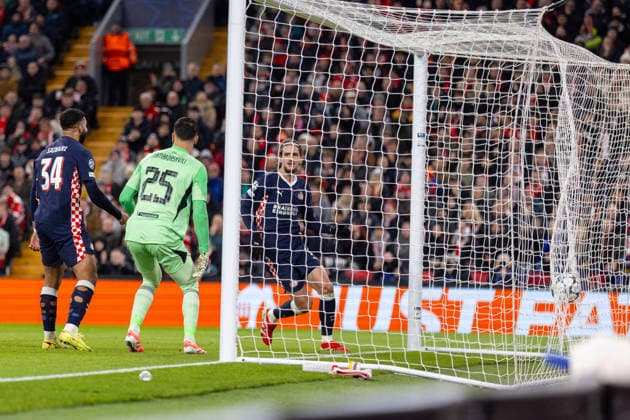 Football - UEFA Champions League - League Phase - Liverpool FC v PSV Eindhoven LIVERPOOL, ENGLAND - Wednesday, November 26, 2025: PSV Eindhoven s Ismael Saibari scores the second goal which was later disallowed for offside during the UEFA Champions League match between Liverpool FC and PSV Eindhoven at Anfield. (Photo by David Rawcliffe Propaganda) LIVERPOOL Anfield MERSEYSIDE ENGLAND  Copyright: xDavidxRawcliffex P2025-11-26-Liverpool_PSV-31
