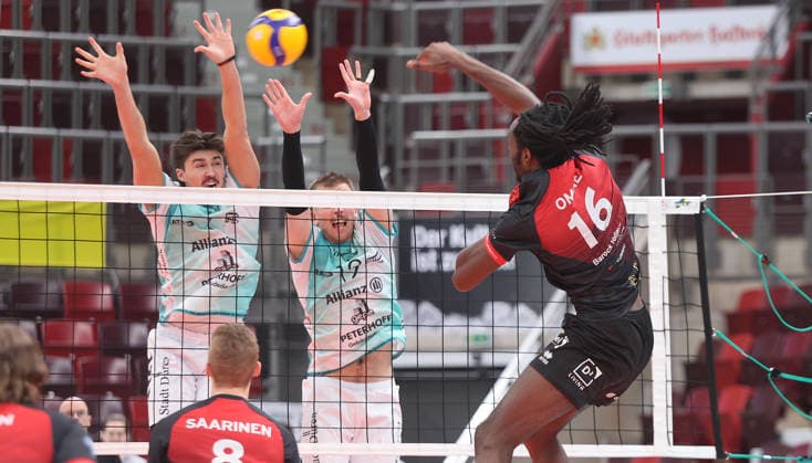 Ludwigsburg , Zoi DVV Cup quarter-final , Barock Volleys MTV Ludwigsburg vs Powervolleys Düren , right Nyherowo Omene Lubu