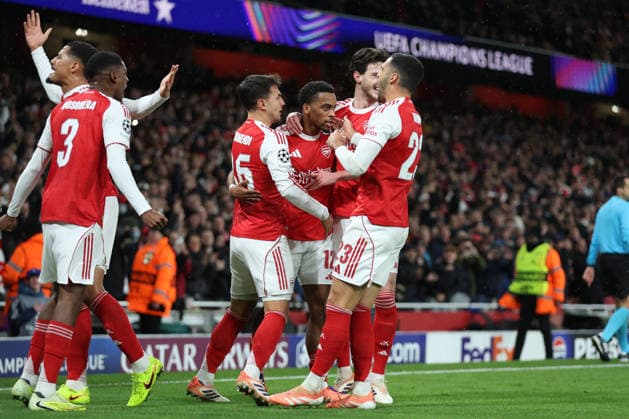 Arsenal FC v FC Bayern München - UEFA Champions League 2025 26 League Phase MD5 Jurrien Timber of Arsenal celebrates 1st goal with teammates during the UEFA Champions League 2025 26 League Phase MD5 match between Arsenal FC and FC Bayern München at Arsenal Stadium on November 26, 2025 in London, England. London Arsenal Stadium England United Kingdom Copyright: xNigelxFrench Sportsphoto APLx 14143013