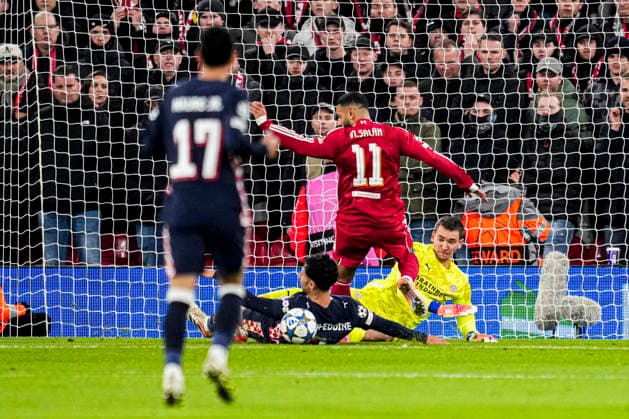 LIVERPOOL, ENGLAND - NOVEMBER 26: Mohamed Salah of Liverpool battles for possession with Anass Salah-Eddine of PSV during the UEFA Champions League 2025 26 League Phase MD5 match between Liverpool FC and PSV Eindhoven at Anfield on November 26, 2025 in Liverpool, England. (Photo by Rene Nijhuis) SPO  Copyright: xRenexNijhuis