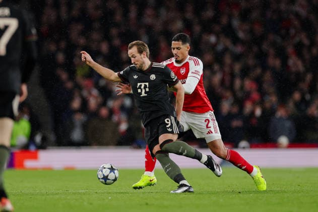Champions League 2025 26 League Stage Arsenal v Bayern Munich Emirates Stadium 26.11.2025 Harry Kane of Bayern Munich and William Saliba of Arsenal Champions League 2025 26 League Stage Arsenal v Bayern Munich Emirates Stadium 26.11.2025 Photograph By Marc Aspland The Times  Copyright: xMarcxAsplandx NINTCHDBPICT001041274197