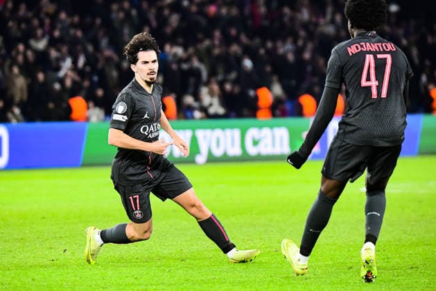 FOOTBALL : Paris Saint Germain vs Tottenham Hotspur Football Club - Ligue des Champions - Phase de Ligue - JournÃ e 5 - 26 11 2025 Joie des joueurs du Paris SG aprÃ s le but de Vitinha (Paris SG) ParisFrance  Copyright: xBaptistexAutissierx