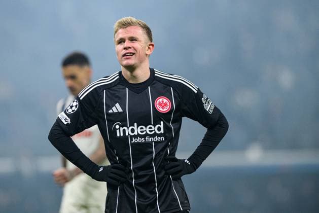 FRANKFURT, GERMANY - 26 NOVEMBER, 2025: Jonathan Burkardt - UEFA Champions League match Eintracht Frankfurt vs Atalanta Bergamo at Deutsche Bank Park.  Copyright: xVITALIIxKLIUIEVx