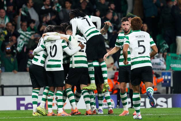 Sporting CP v Club Brugge KV - UEFA Champions League 2025 2026 Equipa do Sporting CP celebra golo de Francisco Trincao durante a partida entre Sporting CP v Club Brugge KV, valida pela fase de grupos da UEFA Champions League 2025 2026, no Estadio Jose Alvalade, Portugal (Foto de Diogo Faria Reis Avant Sports) Lisboa Estadio Jose Alvalade Portugal Copyright: xDiogoxFariaxReis AvantxSportsx