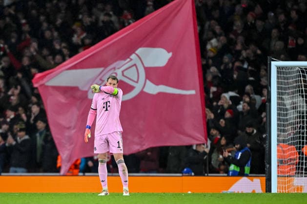 Goalkeeper Manuel Neuer Bayern Muenchen looks dejected during the UEFA Champions League 2025 26 League Phase MD5 match between Arsenal FC and FC Bayern München at Arsenal Stadium on November 26, 2025 in London, United Kingdom Photo by Harry Langer DeFodi Images