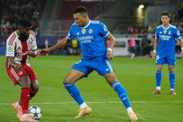 November 27, 2025, Athens, Athens, Greece: KYLIAN MBAPPE in action during the match between Olympiacos and Real Madrid for Matchday 5 of the UEFA Champions League at Karaiskakis Stadium on 26 11 2025 Athens Greece - ZUMAa226 20251127_zip_a226_002 Copyright: xGiorgosxArapekosx