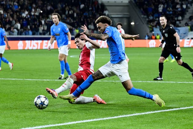 November 26, 2025, Limassol, Limassol, Cyprus: TAKUMI MINAMINO 18 of Monaco FC and JAJA 11 of Pafos FC in action during the UEFA Champions League phase matchday 5 game beetwen Pafos FC and Monaco FC at Alphamega Stadium in Kolossi,Limassol,Cyprus on 26 of November r 2025 Limassol Cyprus - ZUMAk195 20251126_znp_k195_084 Copyright: xXenophonxKarakalosx