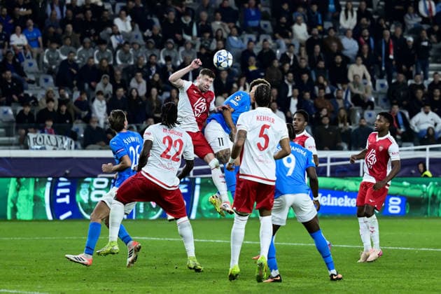 November 26, 2025, Limassol, Limassol, Cyprus: CAIO HENRIQUE 12 of Monaco FC and JAJA 11 of Pafos FC in action during the UEFA Champions League phase matchday 5 game beetwen Pafos FC and Monaco FC at Alphamega Stadium in Kolossi,Limassol,Cyprus on 26 of November r 2025 Limassol Cyprus - ZUMAk195 20251126_znp_k195_089 Copyright: xXenophonxKarakalosx