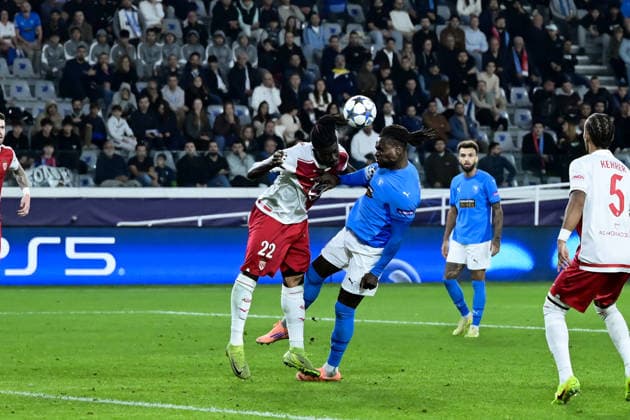 November 26, 2025, Limassol, Limassol, Cyprus: MOHAMMED SALISU 22 of Monaco FC and NANNI DIMATA 10 of Pafos FC in action during the UEFA Champions League phase matchday 5 game beetwen Pafos FC and Monaco FC at Alphamega Stadium in Kolossi,Limassol,Cyprus on 26 of November r 2025 Limassol Cyprus - ZUMAk195 20251126_znp_k195_092 Copyright: xXenophonxKarakalosx