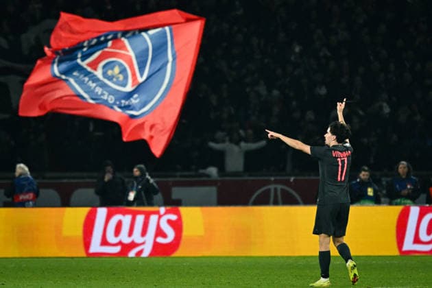 Champions League PSG vs Tottenham Hotspur F.C - FA Paris Saint-Germain’s midfielder Vitinha celebrates scoring a goal during the UEFA Champions League football match between Paris Saint-Germain and Tottenham Hotspur F.C at the Parc des Princes Stadium in Paris on November 26, 2025. Photo by Firas Abdullah ABACAPRESS.COM Paris Ile-de-France France  Copyright: xAbdullahxFiras ABACAx