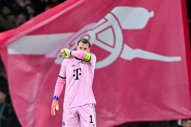 Goalkeeper Manuel Neuer Bayern Munich gestures, looks dejected during the UEFA Champions League 2025 26 League Phase MD5 match between Arsenal FC and FC Bayern Munich at Arsenal Stadium on November 26, 2025 in London, United Kingdom Photo by Harry Langer DeFodi Images