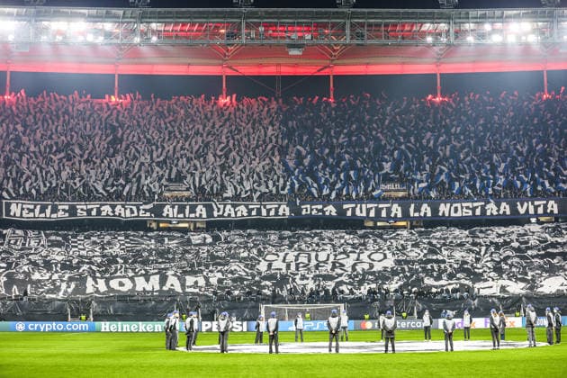 UEFA Champions League Eintracht Frankfurt Atalanta Bergamo on 26 11 2025 at Deutsche Bank Park in Frankfurt The fans of Eintracht Frankfurt in the Nordwestkurve with a choreo, choreography, choreography MH