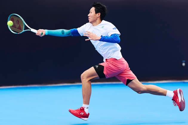 CHENGDU, CHINA - NOVEMBER 26: Cui Jie of China competes in the Men s Singles first round match against Yosuke Watanuki of Japan on day 3 of 2026 Australian Open Asia-Pacific Wildcard Playoffs at the Sichuan International Tennis Centre on November 26, 2025 in Chengdu, Sichuan Province of China.  Copyright: xVCGx 111606114825