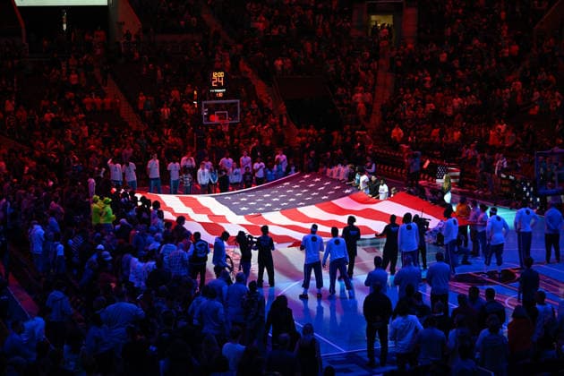 New York Knicks v Charlotte Hornets CHARLOTTE, USA - NOVEMBER 26: National Anthem in the beginning of the New York Knicks vs Charlotte Hornets in Charlotte NC, United States on November 26, 2025. Peter Zay Anadolu Charlotte United States. Editorial use only. Please get in touch for any other usage.  Copyright: x2025xAnadoluxPeterxZayx