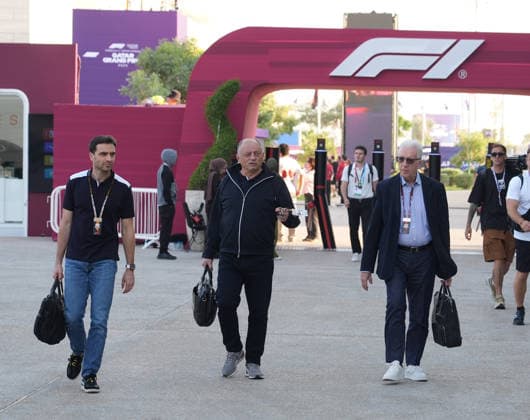Formula 1 Qatar Airways Qatar Grand Prix 2025 27 11 2025, Losail International Circuit, Doha, Formula 1 Qatar Airways Qatar Grand Prix 2025 ,in the picture Deputy Team Principal Jerome d™Ambrosio Scuderia Ferrari , Team Principal Frederic Vasseur Scuderia Ferrari , Piero Ferrari, son of Enzo Ferrari nordphotoxGmbHx xBratic nph00250