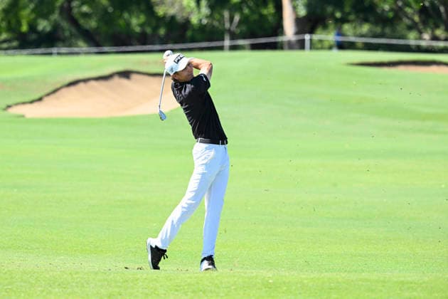 27th November 2025; Royal Queensland Golf Club, Brisbane, Queensland, Australia; BMW Australian PGA, Golf Herren Championship Golf, Round One; David Puig of Spain plays his second shot from the fairway  NigelxOwen