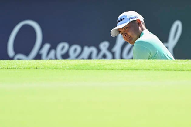 27th November 2025; Royal Queensland Golf Club, Brisbane, Queensland, Australia; BMW Australian PGA, Golf Herren Championship Golf, Round One; Kazuma Kobori of New Zealand prepares to play a recovery shot from the bunker  NigelxOwen