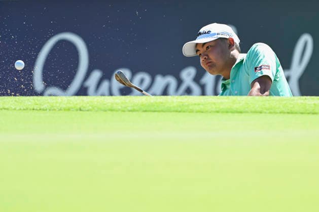 27th November 2025; Royal Queensland Golf Club, Brisbane, Queensland, Australia; BMW Australian PGA, Golf Herren Championship Golf, Round One; Kazuma Kobori of New Zealand plays a recovery shot from the bunker  NigelxOwen
