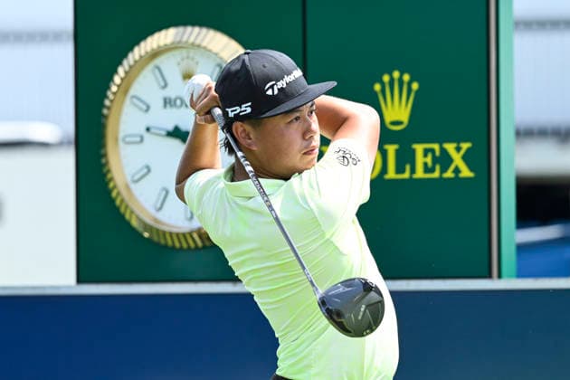 27th November 2025; Royal Queensland Golf Club, Brisbane, Queensland, Australia; BMW Australian PGA, Golf Herren Championship Golf, Round One; Jeffrey Guan of Australia follows through after hitting a driver from the tee  NigelxOwen